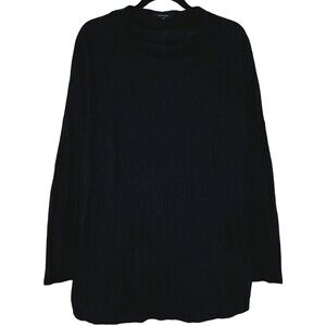 Pas De Calais Womens Tunic 36 Small Black Cotton Boat Neck Textured Lightweight